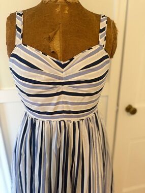 J. Crew Blue & White Striped Maxi Sundress